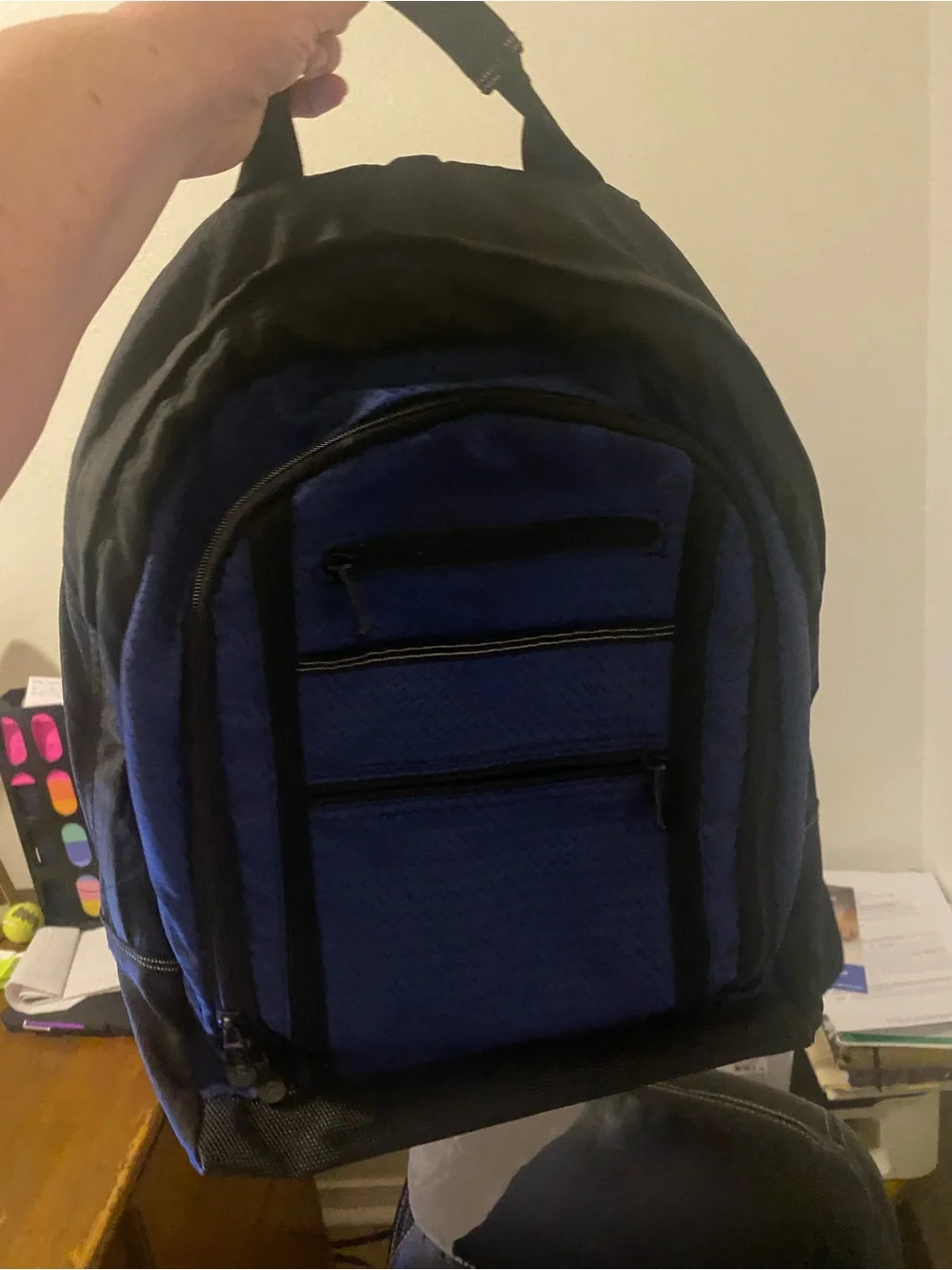 Dell Blue and Black Laptop Backpack with Multiple Compartments
